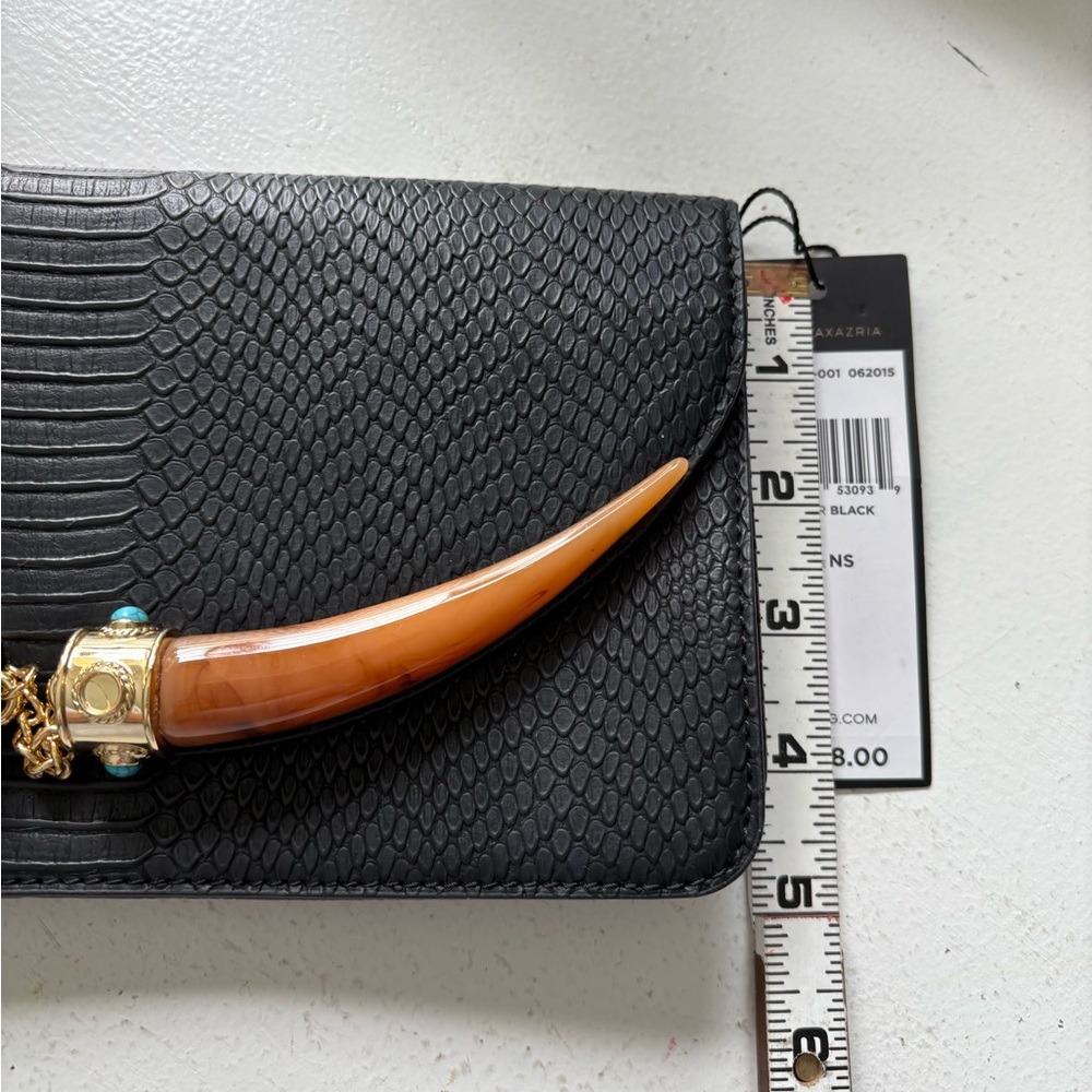 BCBGMAXAZRIA Black Clutch with Gold Accents. One stone missing on the front - Picture 4 of 7